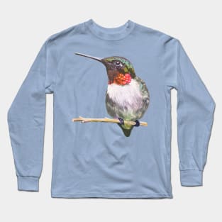 Ruby Throated Hummingbird 2 painting (no background) Long Sleeve T-Shirt